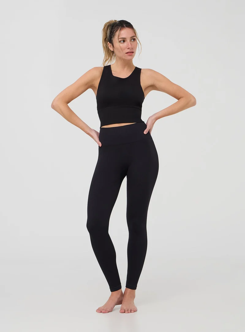 Leggings sportivi a costine con arriccio sul retro