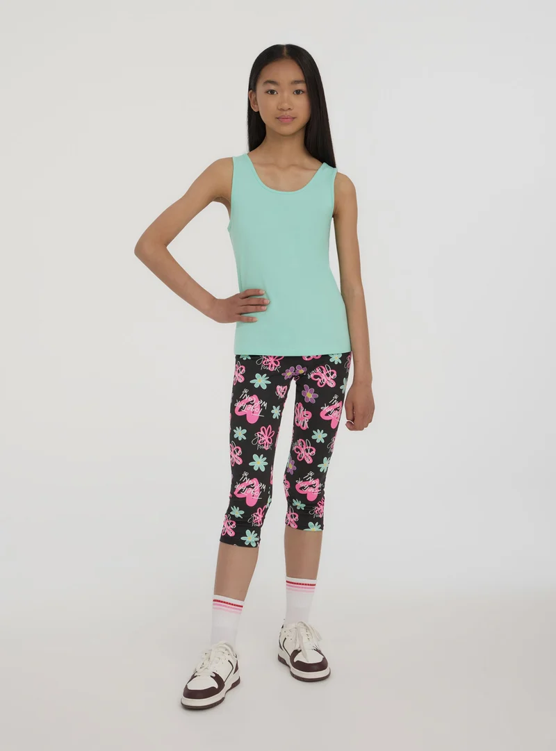 Leggings tre quarti con fiori