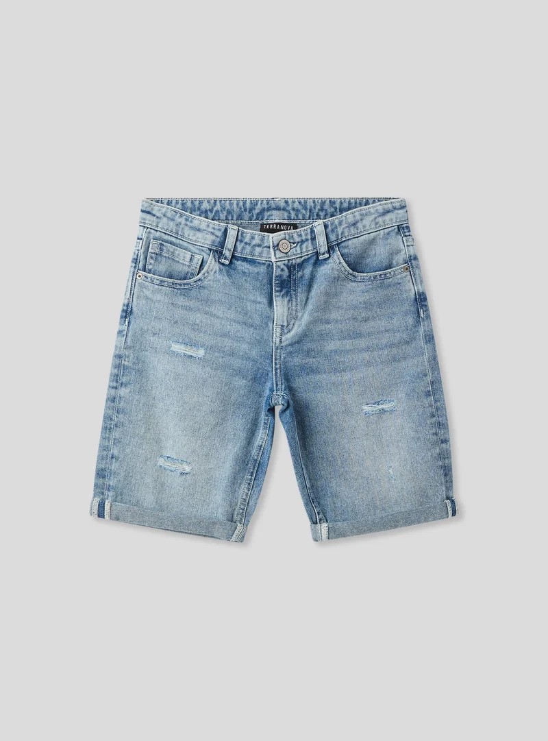 Shorts in denim con strappi