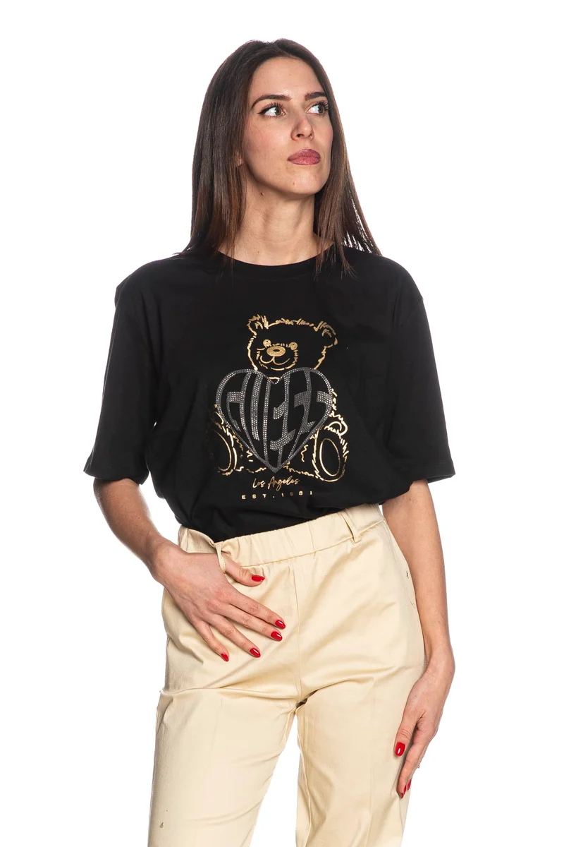 T Shirt Guess Active Bear Da Donna Nera