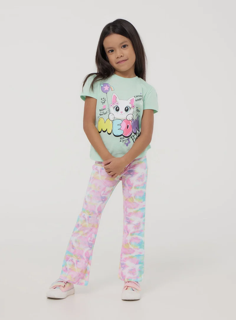 Leggings lunghi a zampa fantasia tie-dye