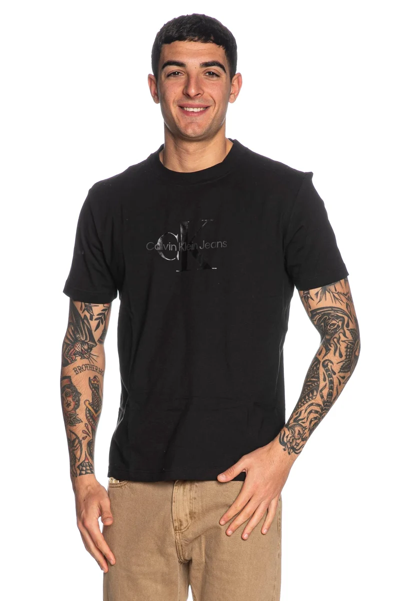 T Shirt Calvin Klein Shiny Mono Tee Da Uomo Nera