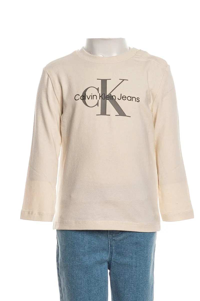T Shirt Calvin Klein Mono Ls Tee Da Bambino Light Beige