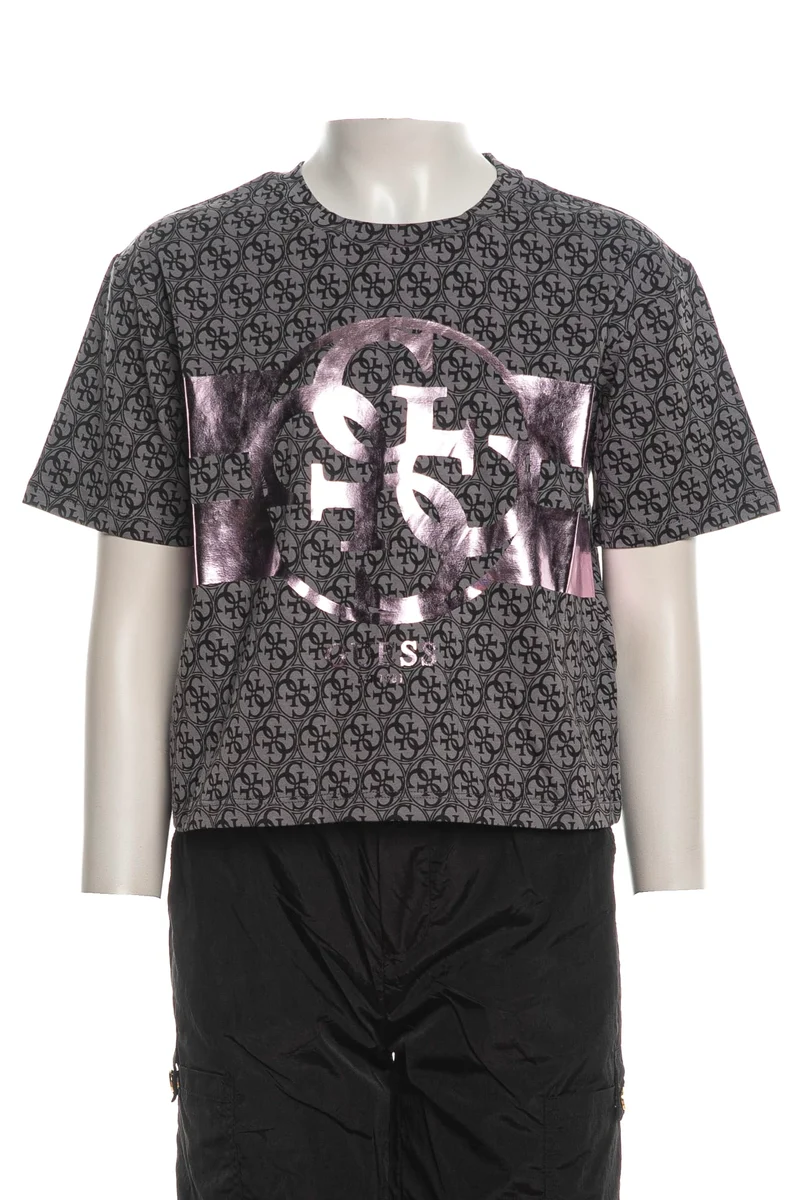 T Shirt Guess 4 G Print Da Bambina Antracite Stampa 4 G Nera
