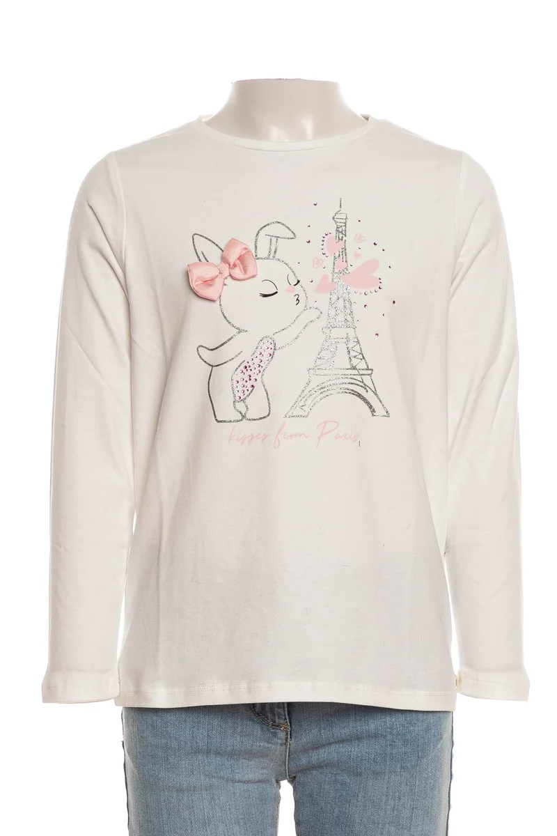 T Shirt Sarabanda Kisses From Paris Da Bambina Latte