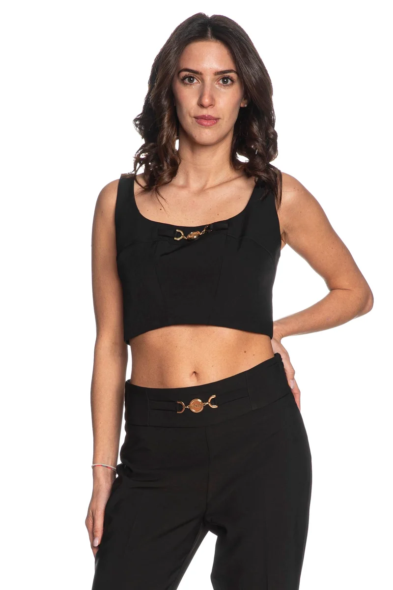Top Bustier Artigli Clamps Da Donna Nero