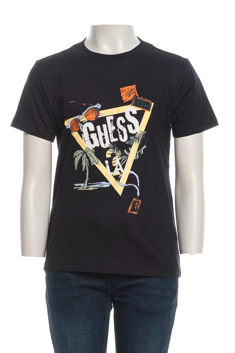 T Shirt Guess L.A. Palm Da Bambino Blu Notte