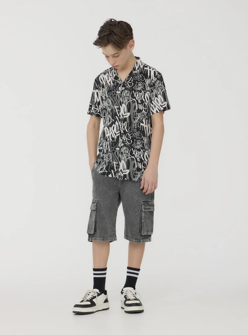 Shorts jogger cargo acid-wash