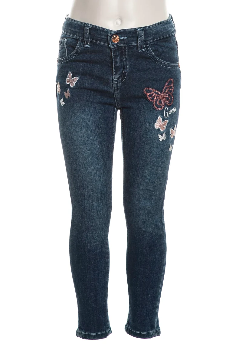 Jeans Guess Sk Butterfly Emb Da Bambina Denim Blu Medio