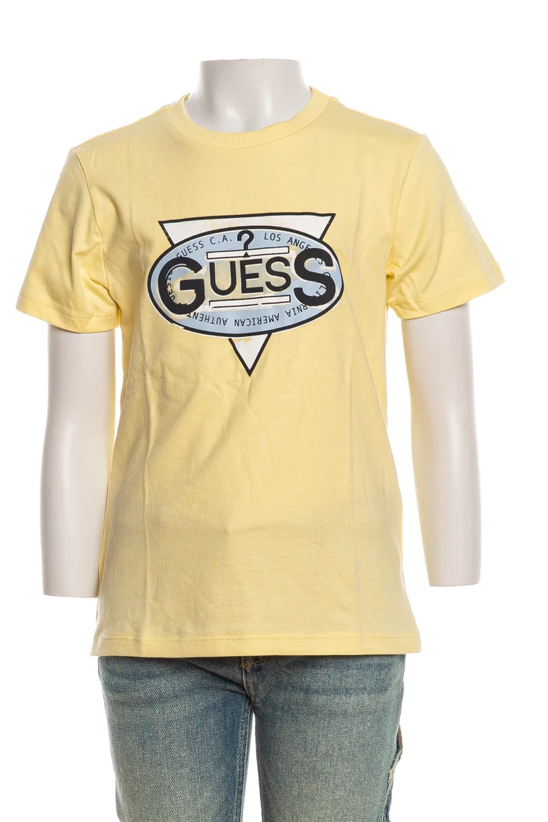 T Shirt Guess American Authentic Ss Da Bambino Giallo Pastello