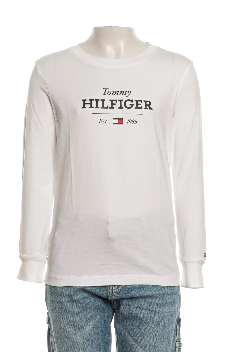 T Shirt Tommy Hilfiger Mono 1985 Rg Tee Ls Boy Da Bambino Bianca