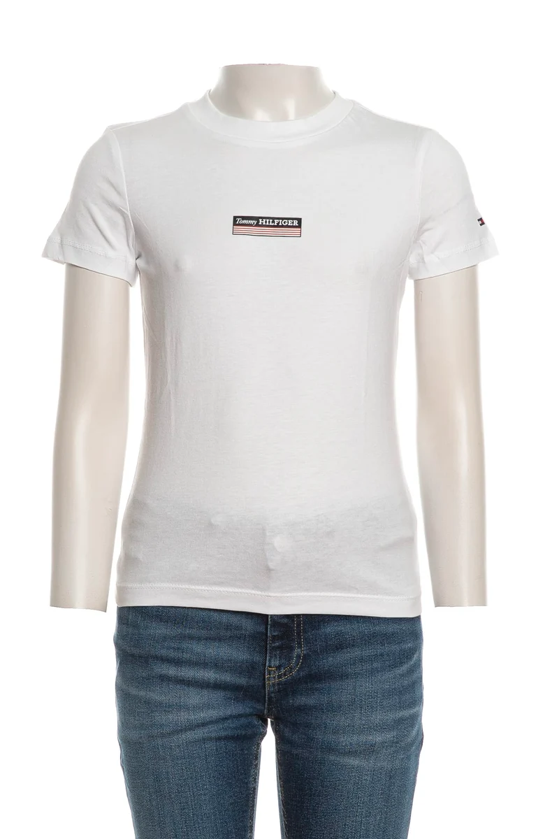 T Shirt Tommy Hilfiger Mono Striped Rg Ss Tee Boy Da Bambino Bianca