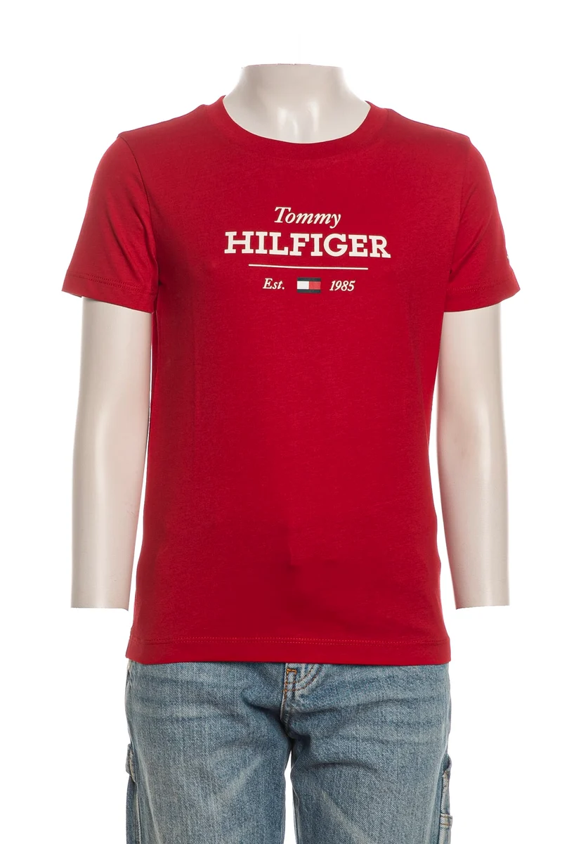 T Shirt Tommy Hilfiger Mono 1985 Rg Tee Ss Boy Da Bambino Rossa