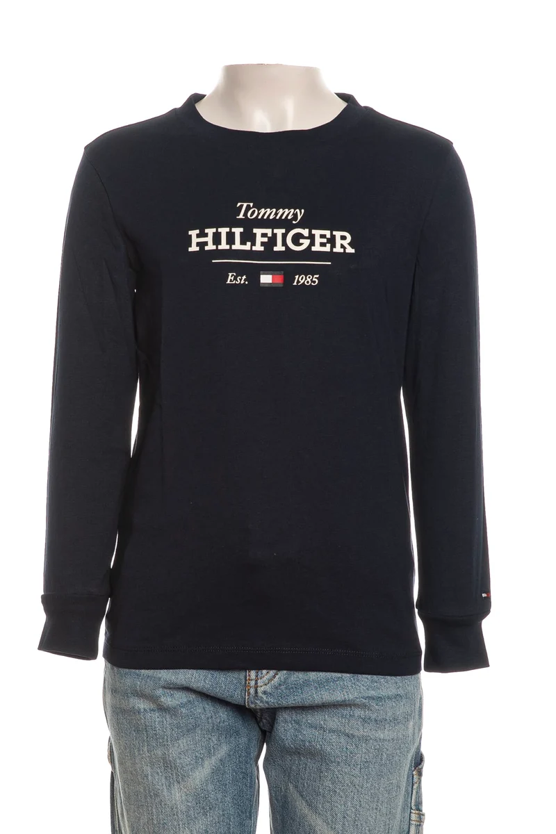 T Shirt Tommy Hilfiger Mono 1985 Rg Tee Ls Boy Da Bambino Blu Navy