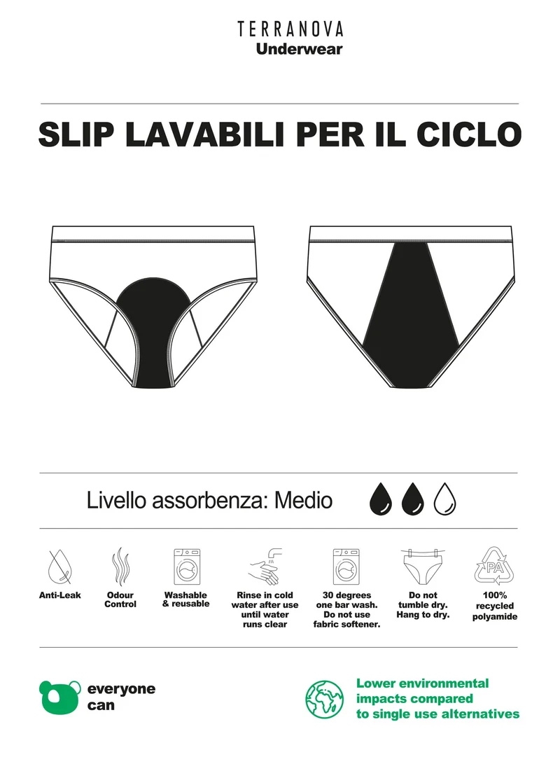 Slip mestruale da ciclo a media assorbenza