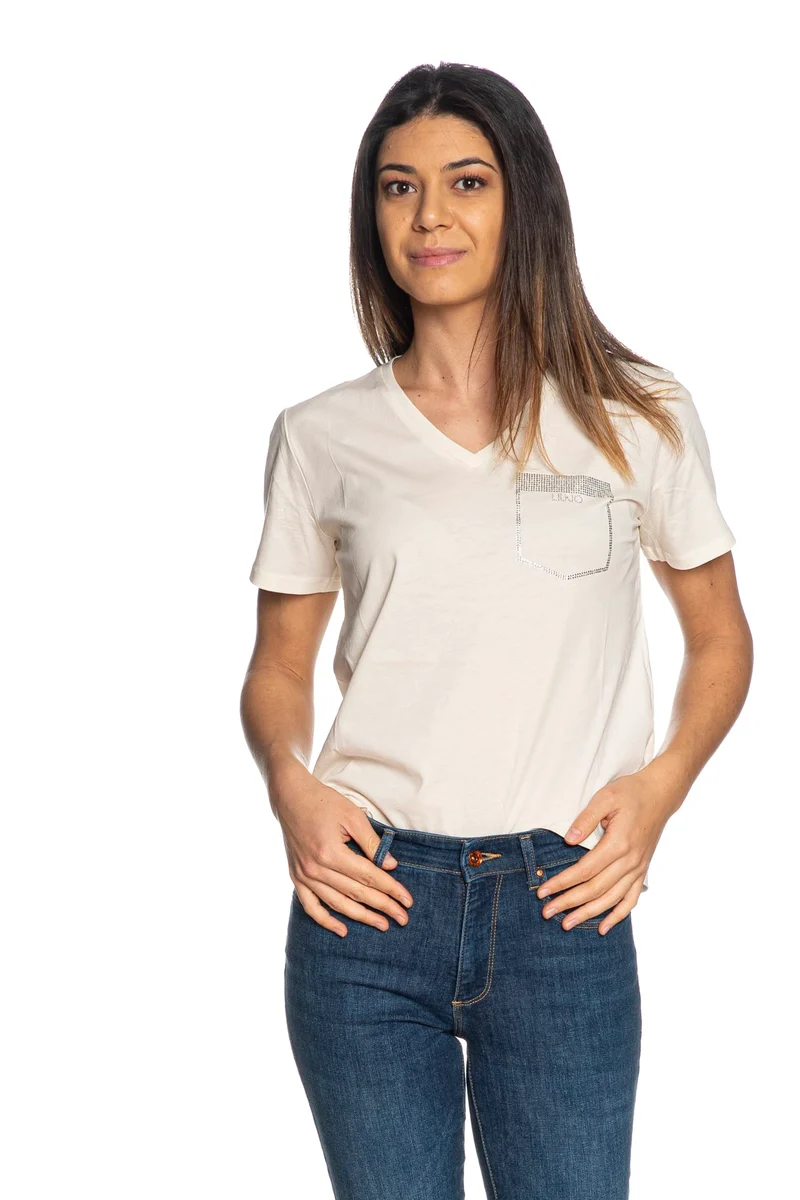 T Shirt Liu Jo Sport Pocket Rhine Da Donna Panna