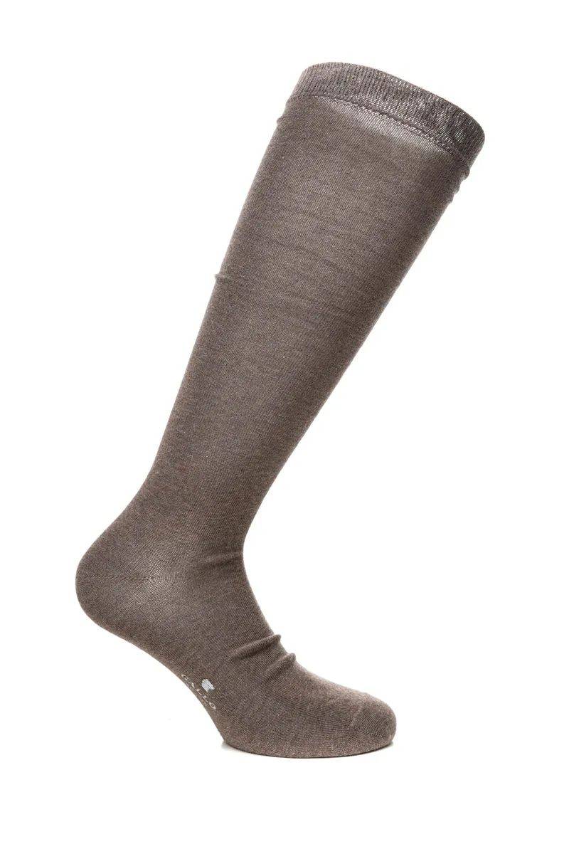 Calzino Lungo Gallo Long Socks Da Uomo Tortora Scuro In Filato