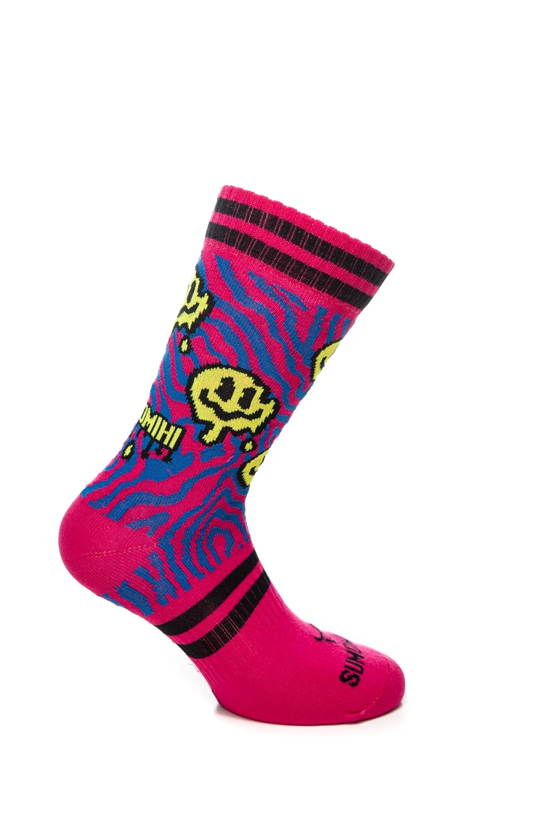 Calzino Sumomihi Drippy Smile Sock Unisex Fantasia Fluida Fuxia Royal