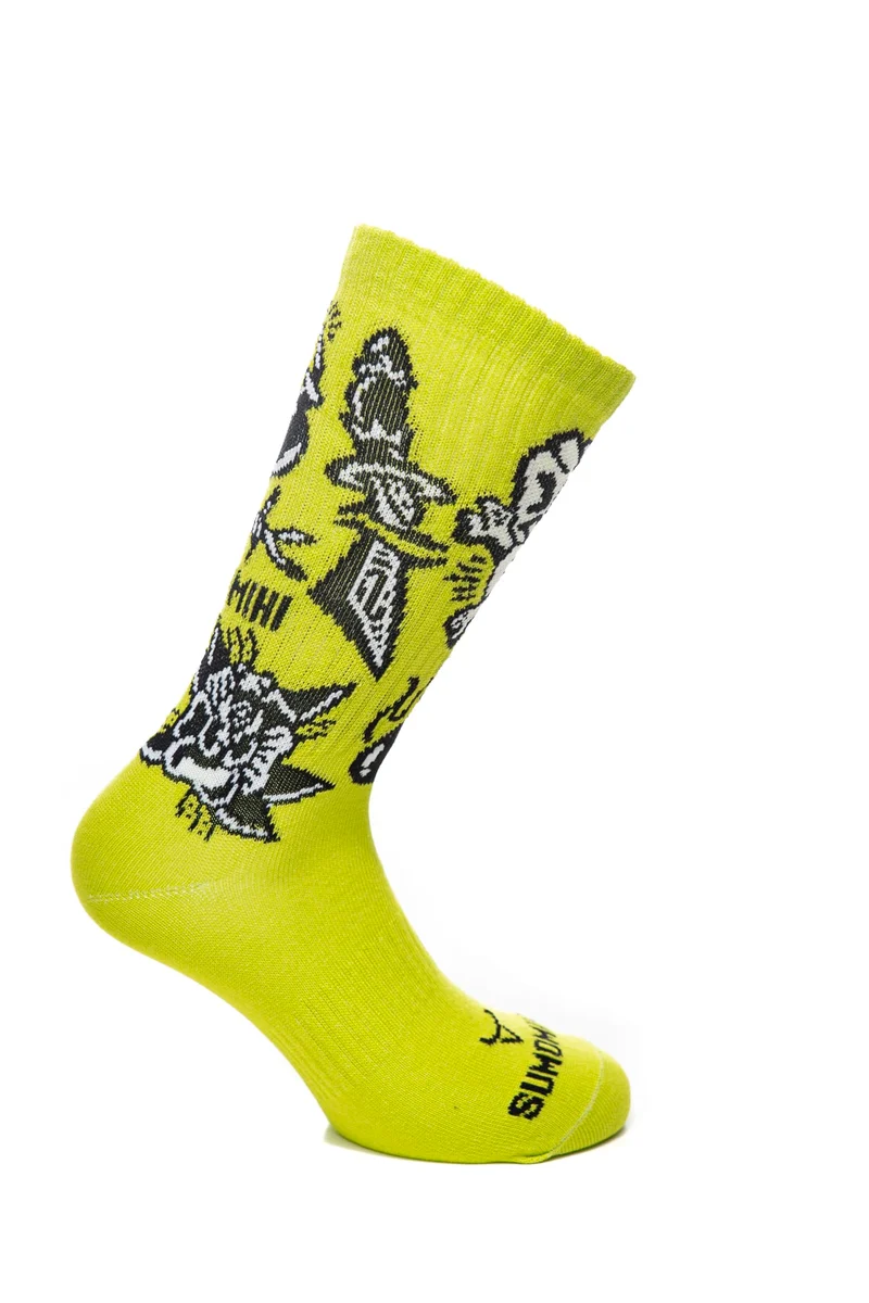Calzino Sumomihi Traditional Flash Sock Unisex Verde Acido In Filato