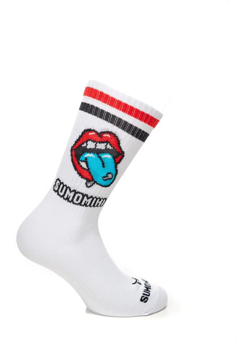 Calzino Sumomihi Tongue Out Sock Unisex Bianco In Filato