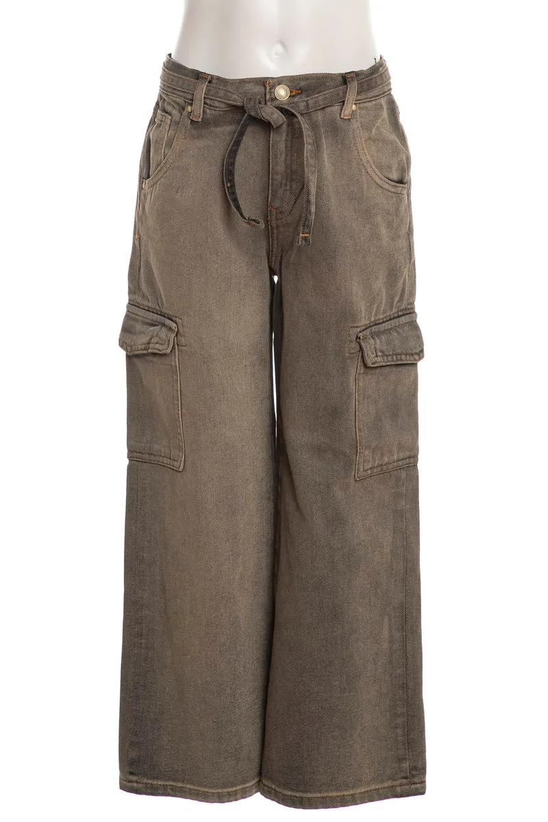 Pantalone Guess Overdye Da Bambina Denim Beige Nero