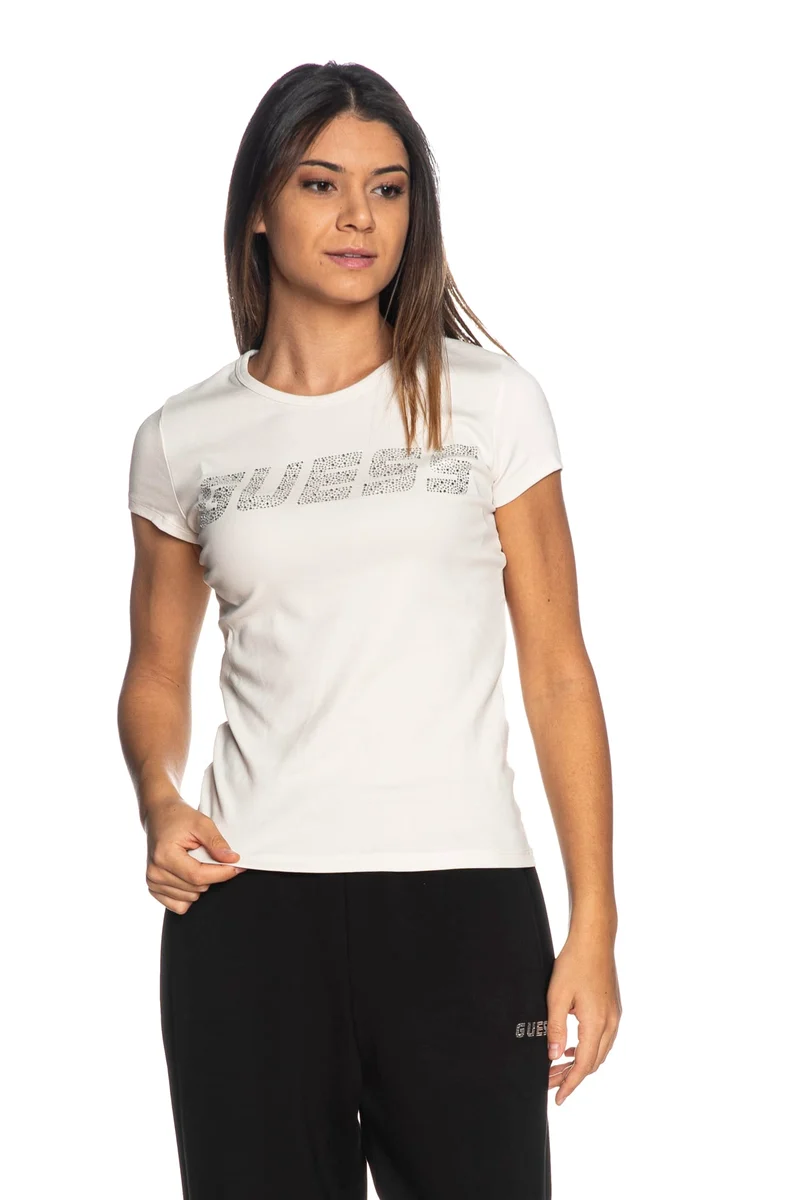 T Shirt Guess Active Kiara Da Donna Panna