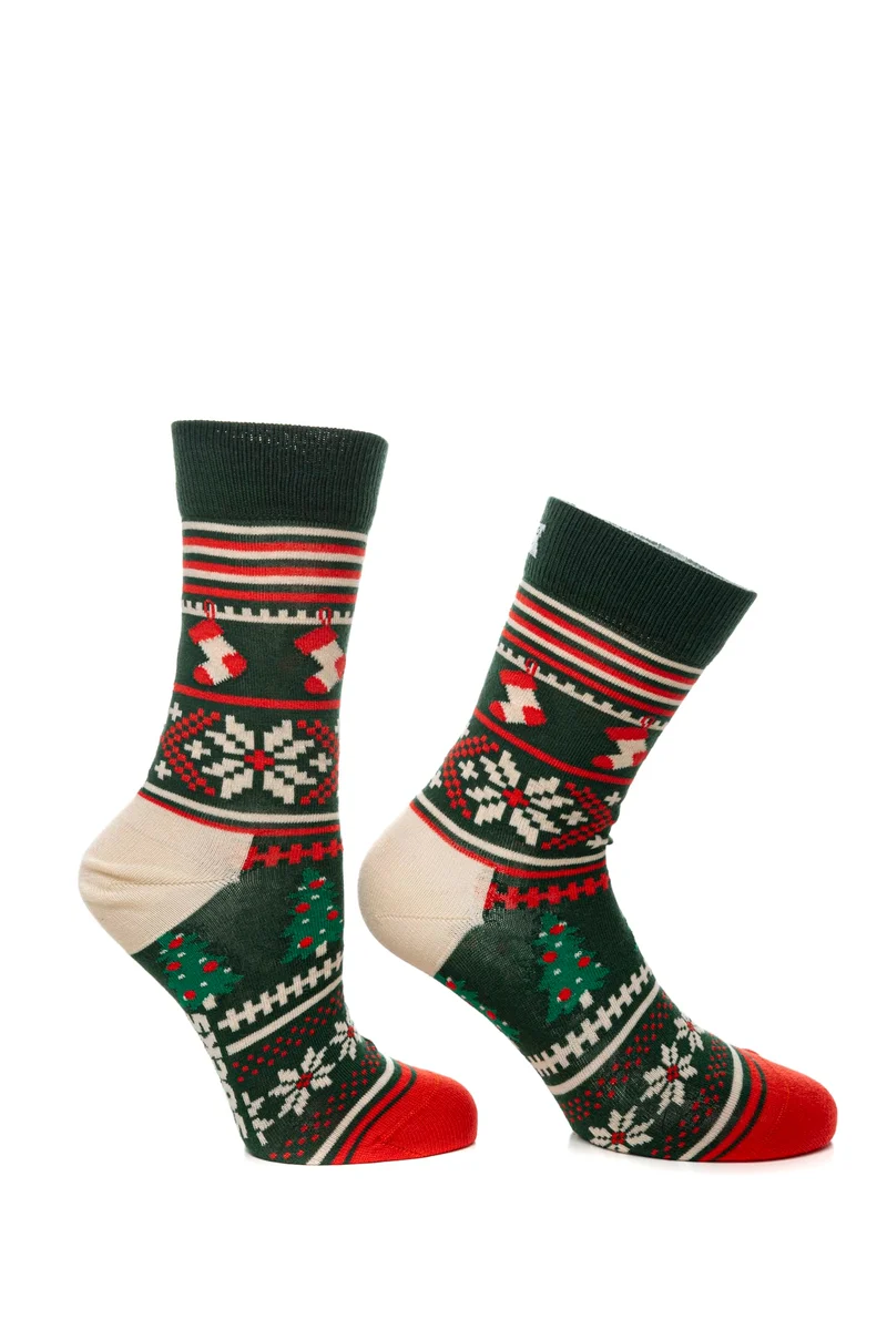 Calzino Basso Happy Socks 1 Pack Snowflake Gift Unisex Verde Abete Fantasia Natalizia In Filato