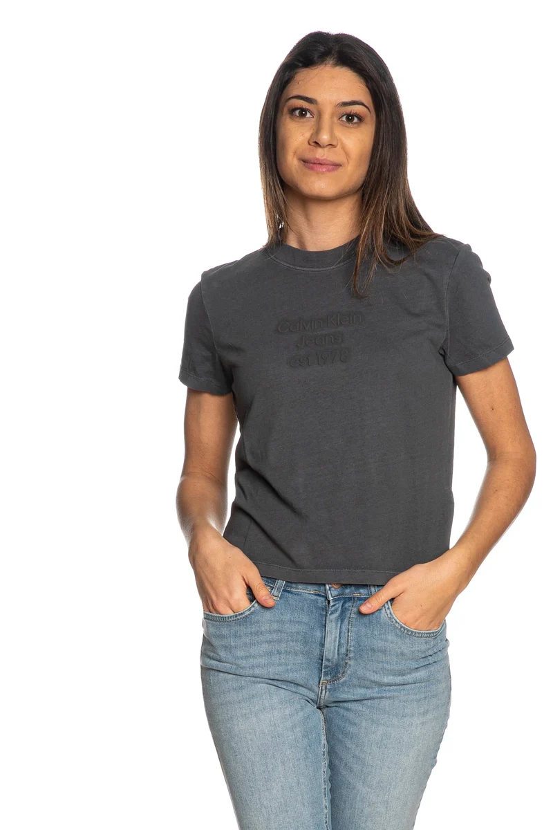 T Shirt Calvin Klein Washed Puff Print Baby Da Donna Fumo