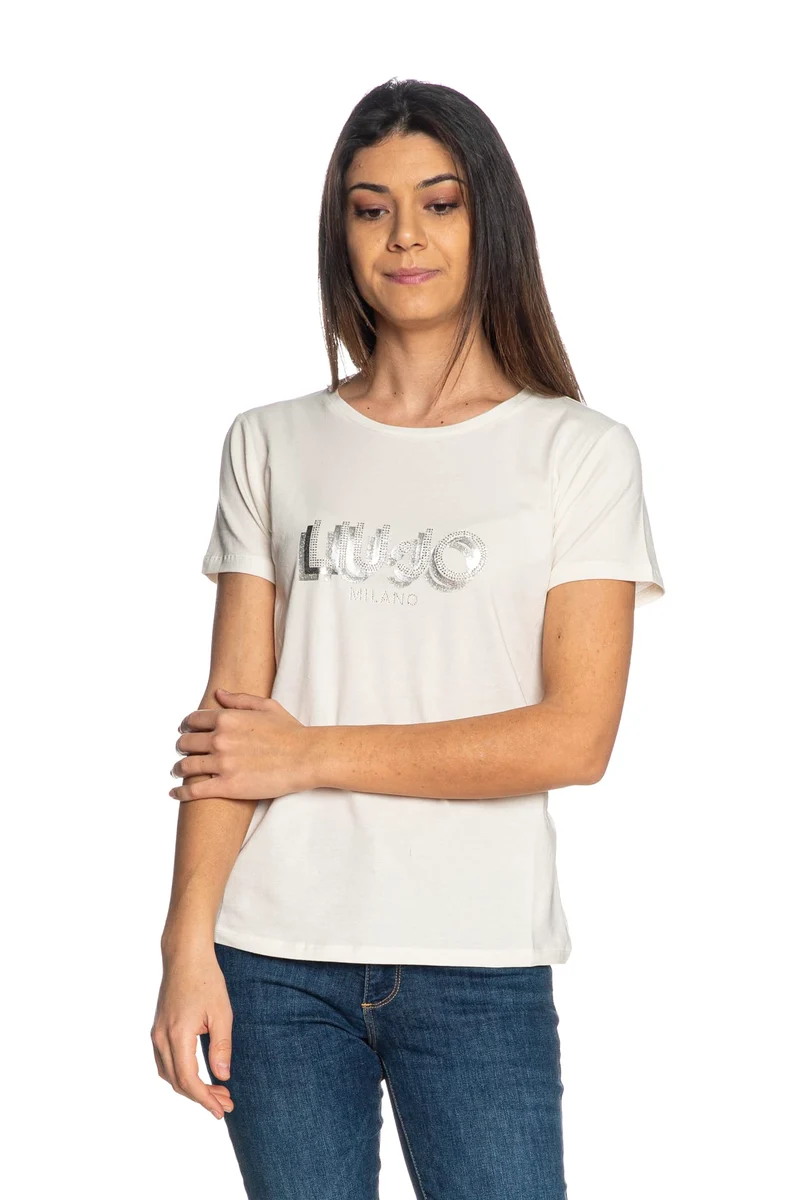T Shirt Liu Jo Sport Lj Shiny Rhine Da Donna Panna