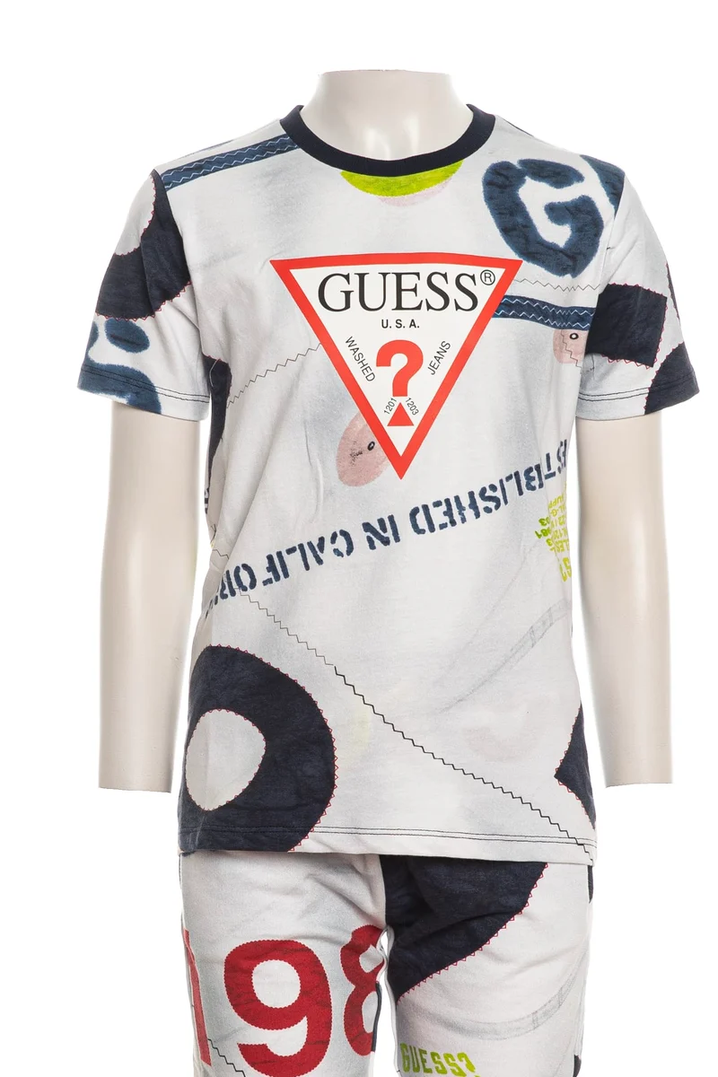 T Shirt Guess Allover Print Tee Boy Da Bambino Fantasia Logo Multicolor