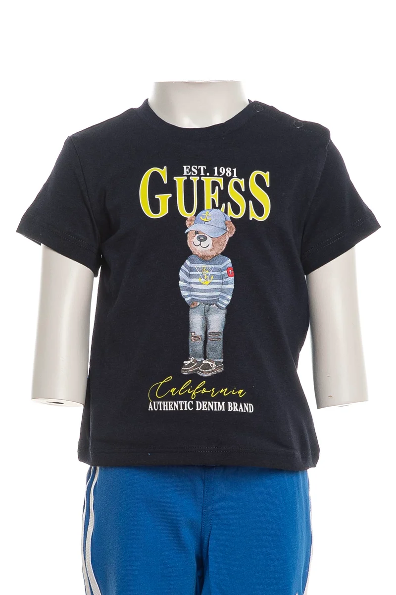 T Shirt Guess California Denim Brand Da Bambino Blu Marina