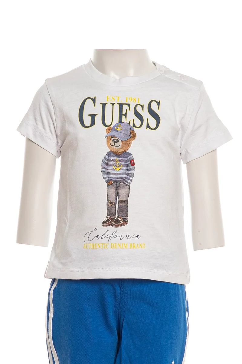T Shirt Guess California Denim Brand Da Bambino Bianca