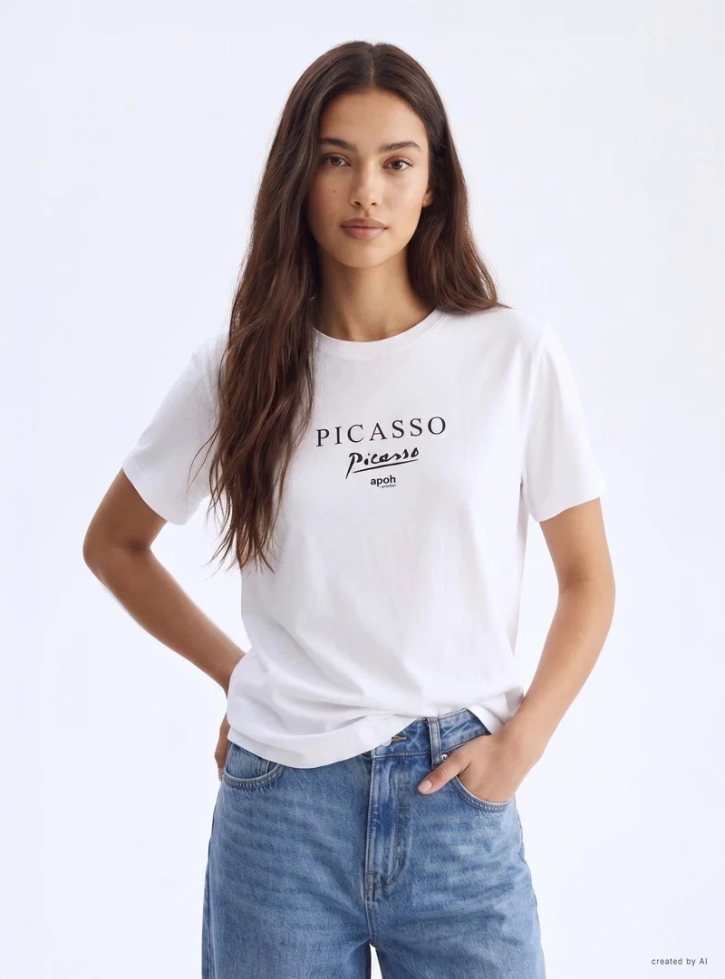 T-shirt ampia stampa arte fronte/retro