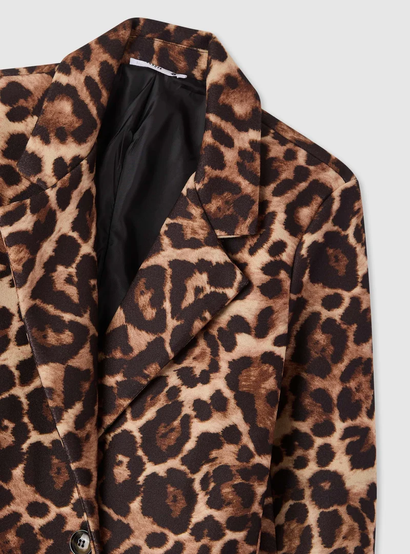 Cappotto lungo con stampa animalier