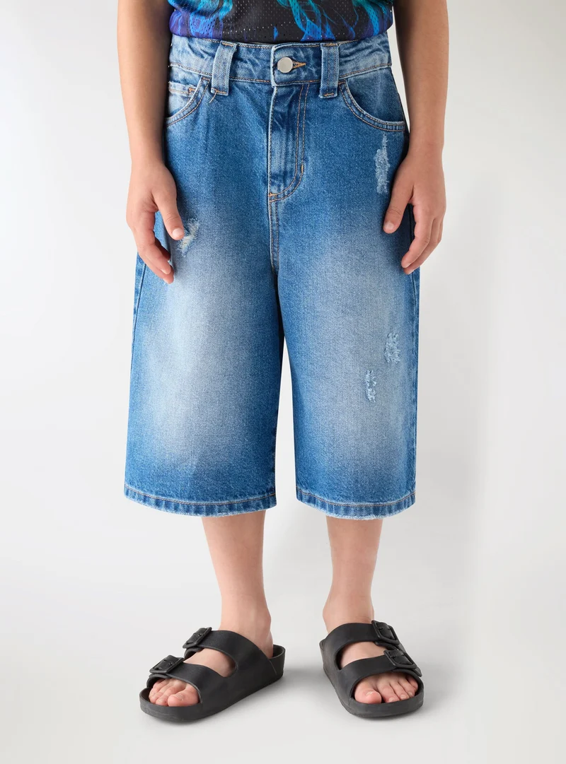 Pantaloncini jeans con scritta