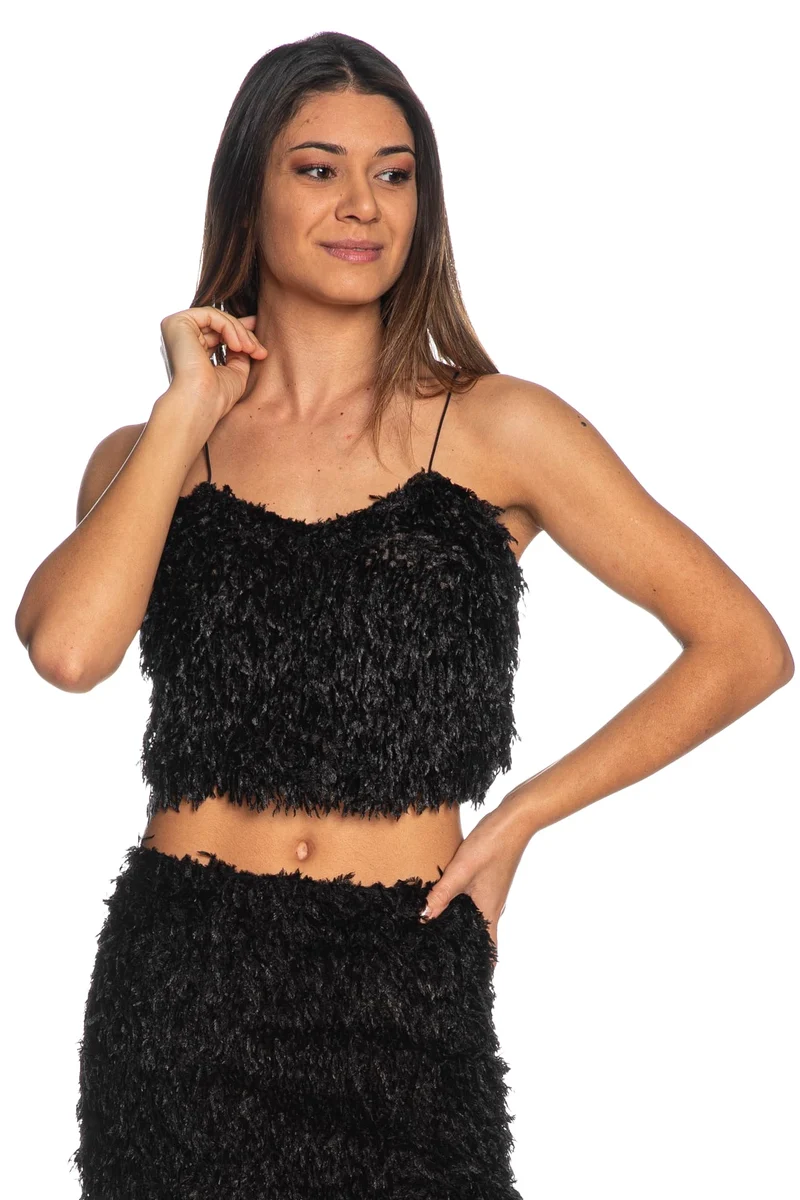 Top Corto Only Feather Da Donna Nero