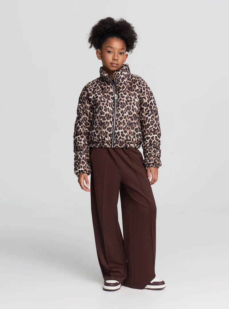 Giubbotto imbottito crop animalier