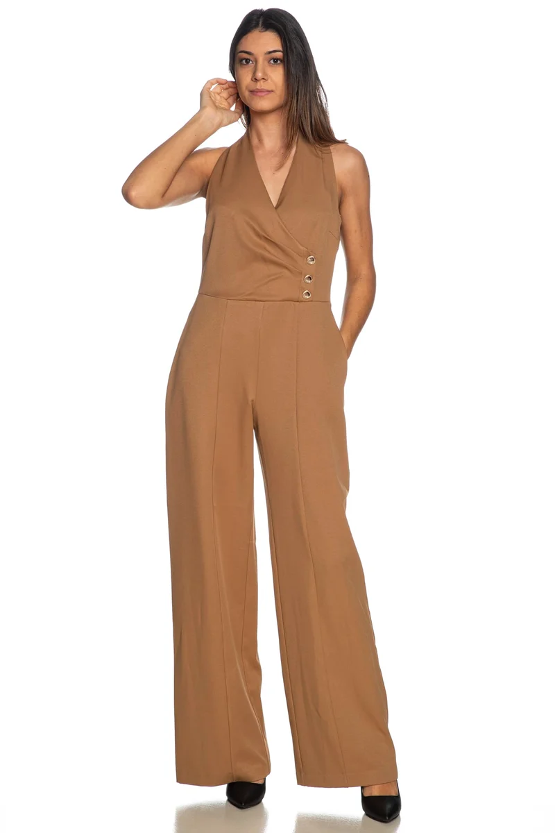Tuta Intera Rinascimento Jumpsuit Overall Buttoms Da Donna Camel