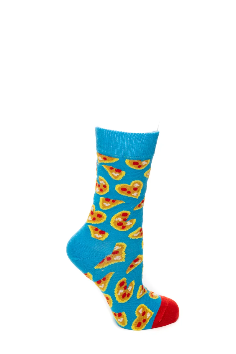 Calzini Corti Happy Socks Pizza Love Unisex Turchese Fantasia Multicolor In Filato