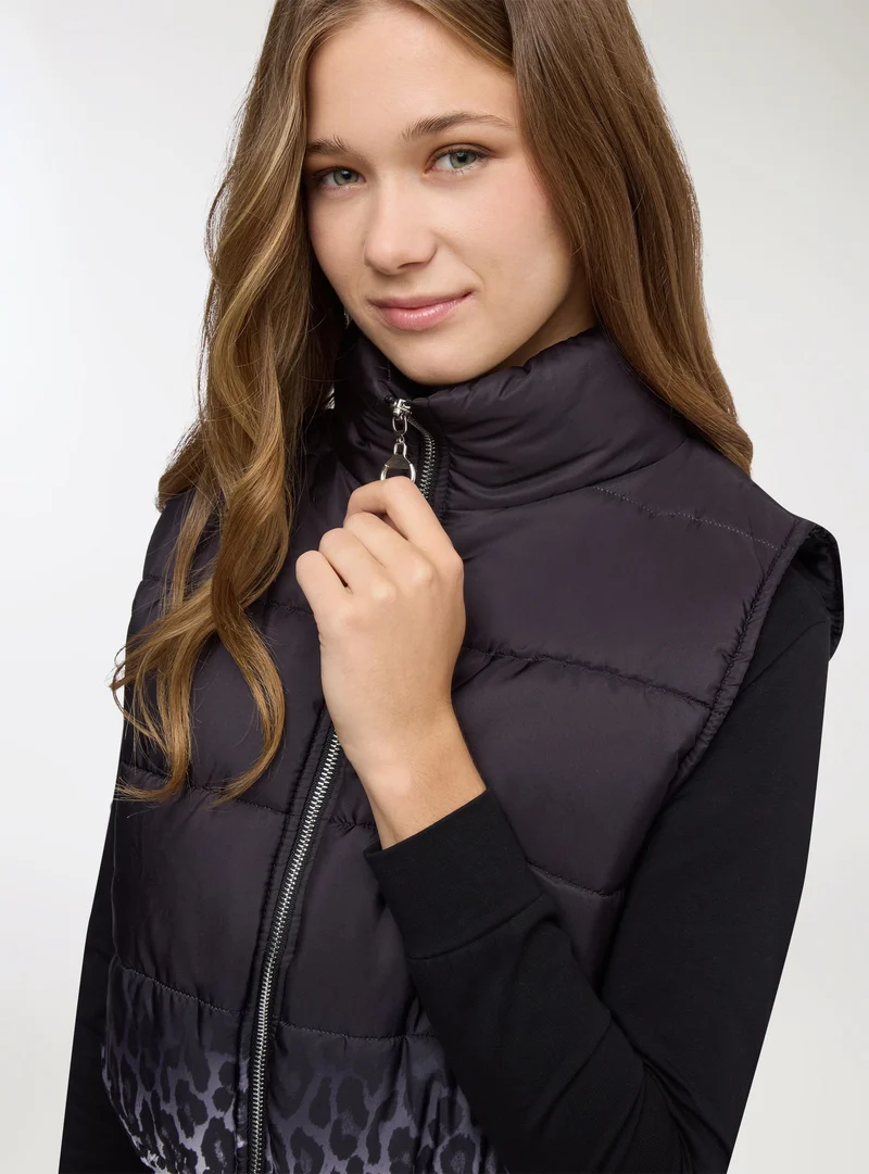 Gilet imbottito stampa animalier sfumata