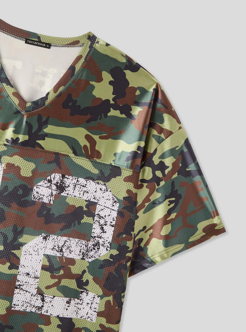 T-shirt camouflage a rete