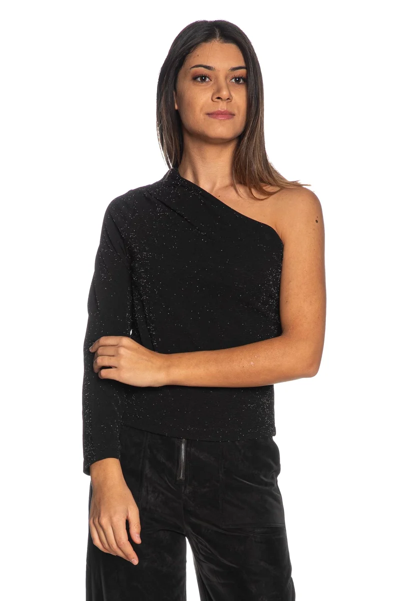 T Shirt Tiffosi Fama Da Donna Nera Lurex Silver