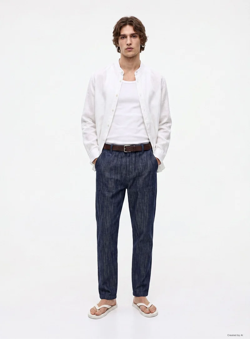 Jeans relaxed con elastico in vita