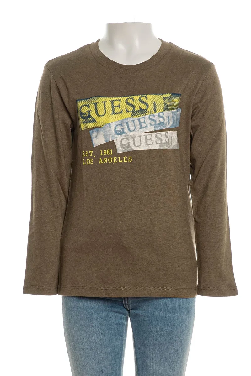 T Shirt Guess La Est Cut Baby Boy Da Bambino Verde Militare