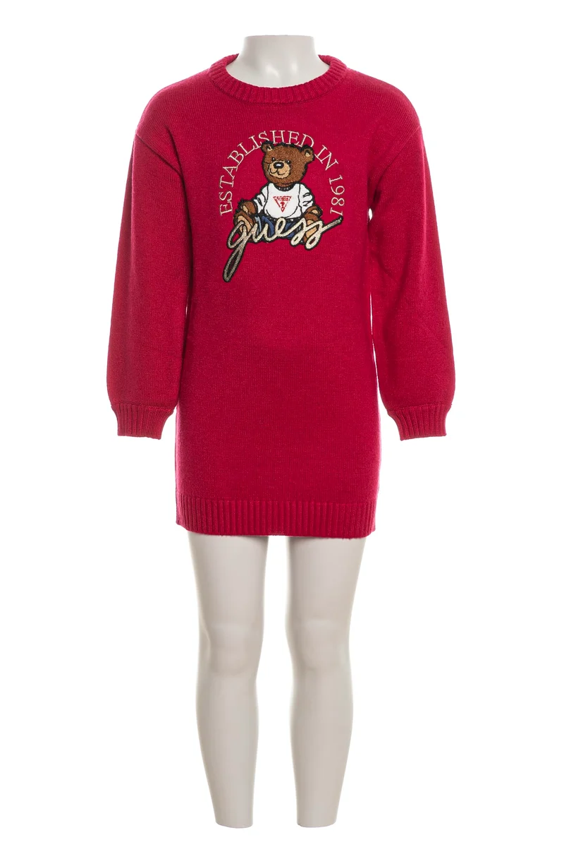 Abito Corto Guess Teddy Sweater Dress Da Bambina Lampone