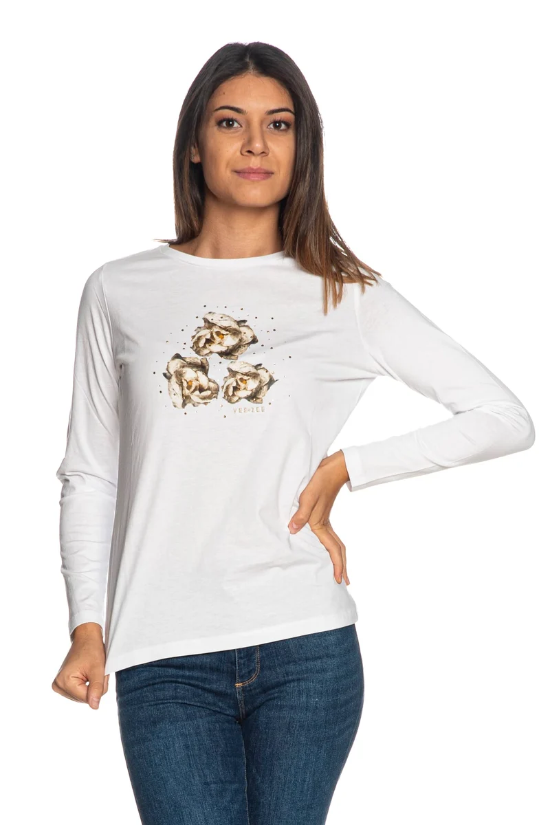 T Shirt Yes Zee Flower Print D Adonna Bianca
