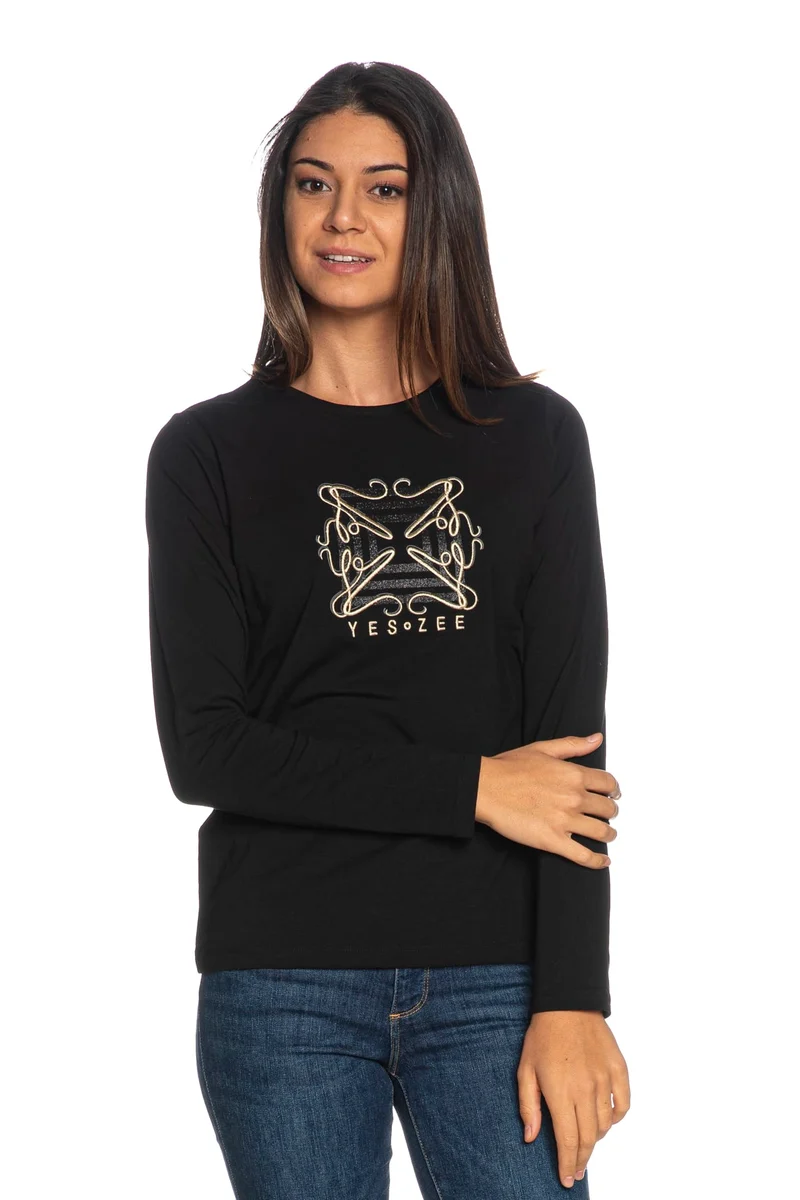 T Shirt Yes Zee Yz Box Da Donna Nera