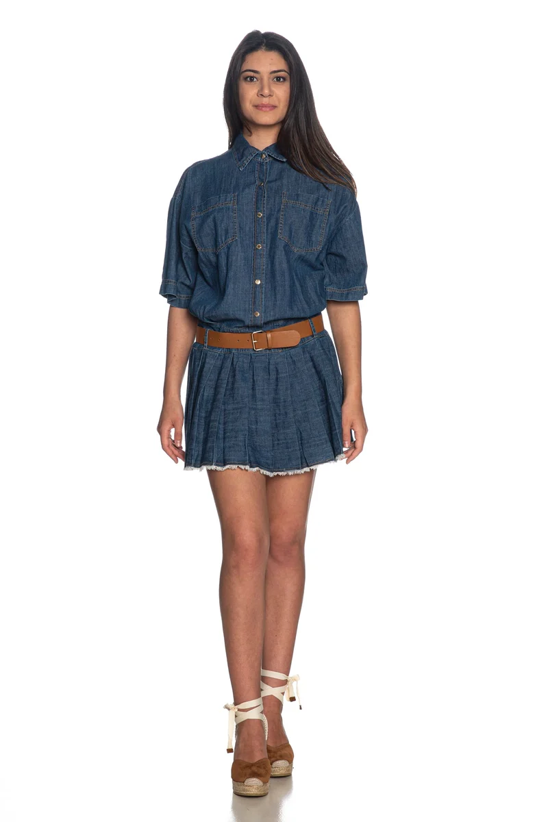 Abito Jeans Corto Vicolo Da Donna Denim Dark Medio Blu