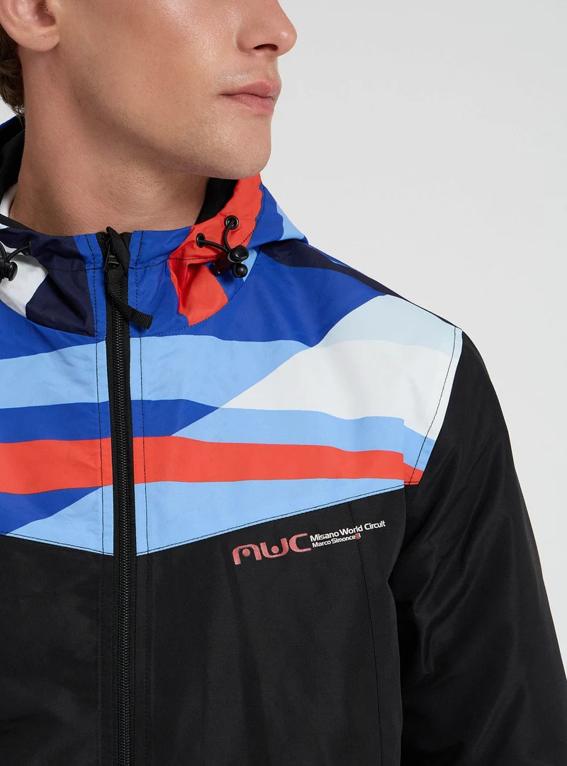 Giacca a vento block multicolor con cappuccio MWC