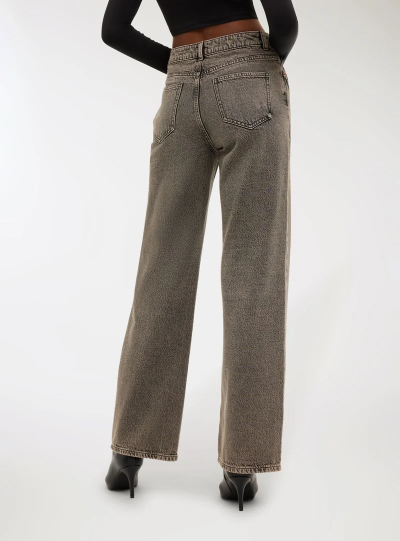 Jeans wide leg acid wash